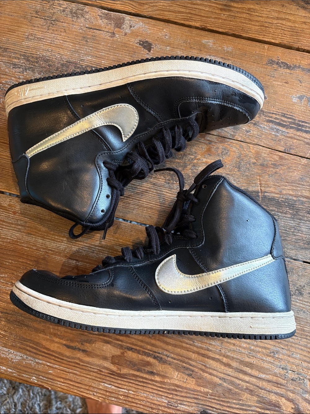 Nike Air Force 1 Light High-Top Sneakers with Silver Swoosh